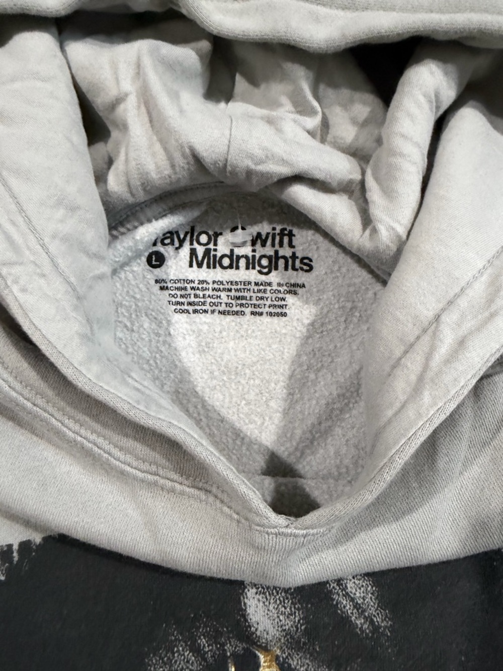 Taylor Swift Midnights Graphic Hoodie Light Gray Draw The Cat Eye Sweatshirt L - Picture 3 of 5